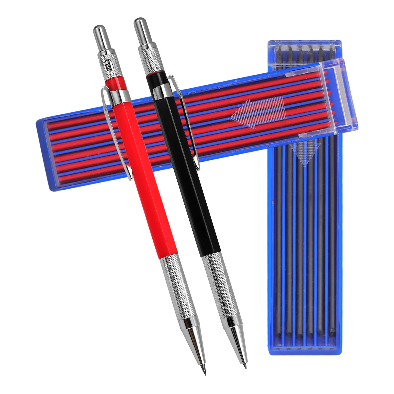 

1 set 2 0mm Mechanical Pencils Black Red Refills Woodworking Engineering Drafting Precision Marking Stationery Supplies
