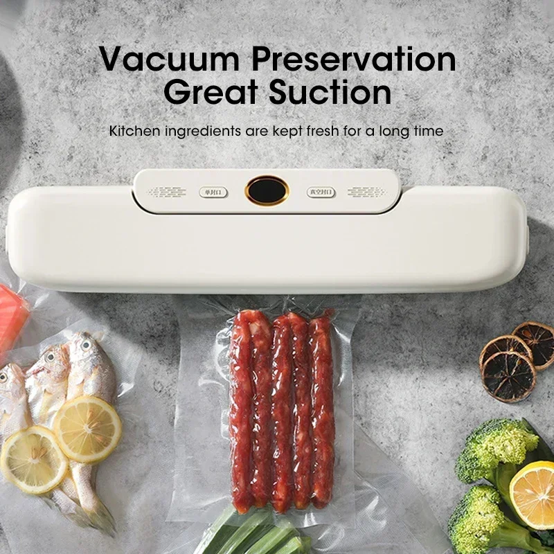 2024 NEW Food Vacuum Sealer Packaging Machine Electric Food Vacuum Sealer Machine And Storage Bags One Touch Fast Vacuuming