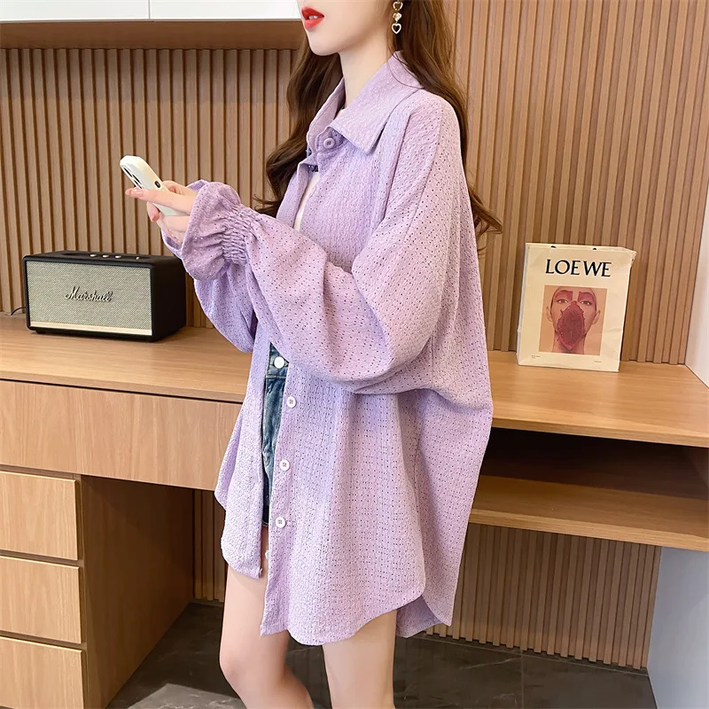 

Plus Size Women's Clothing Mid-Length Loose Fit Versatile Breathable Thin Sun Protection Jacket