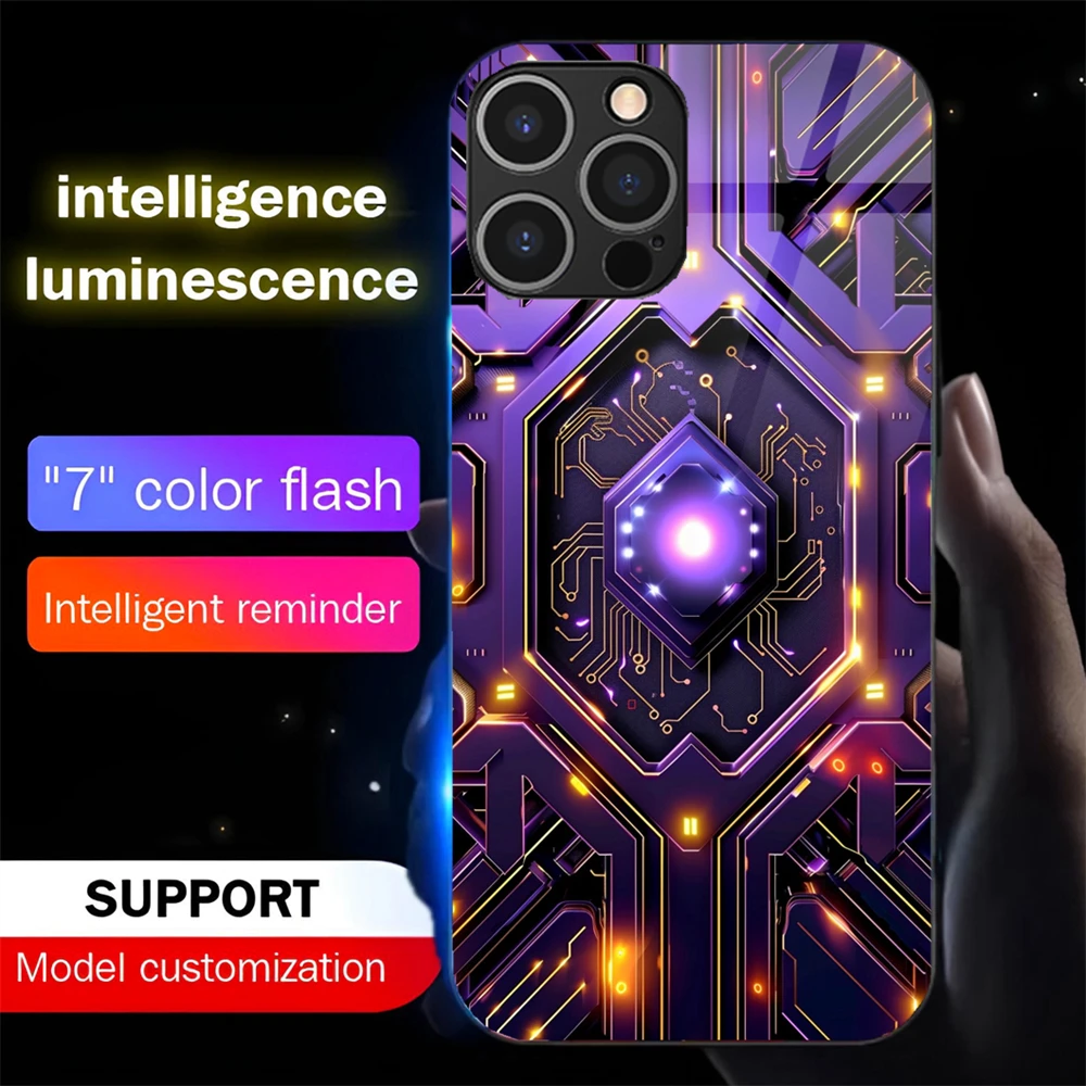 

Chip Circuit Technology Smart Voice Controlled LED Light Phone Case For Samsung S26 S25 S24 S22 S23 S21 S20 FE Plus Ultra