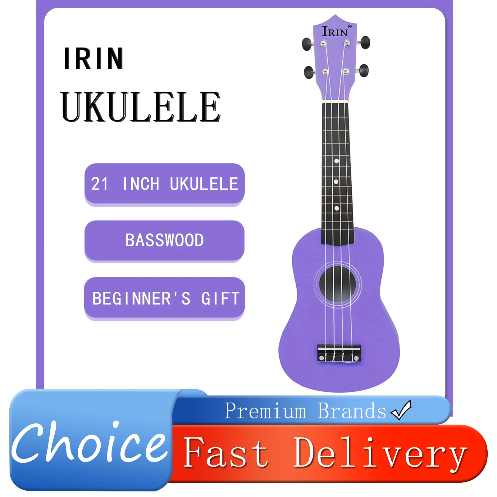 

Укулеле IRIN 21 дюйм, 4 струны, фиолетовое гавайское мини-гитарное укулеле из липы, струнный музыкальный инструмент, подарок для начинающих