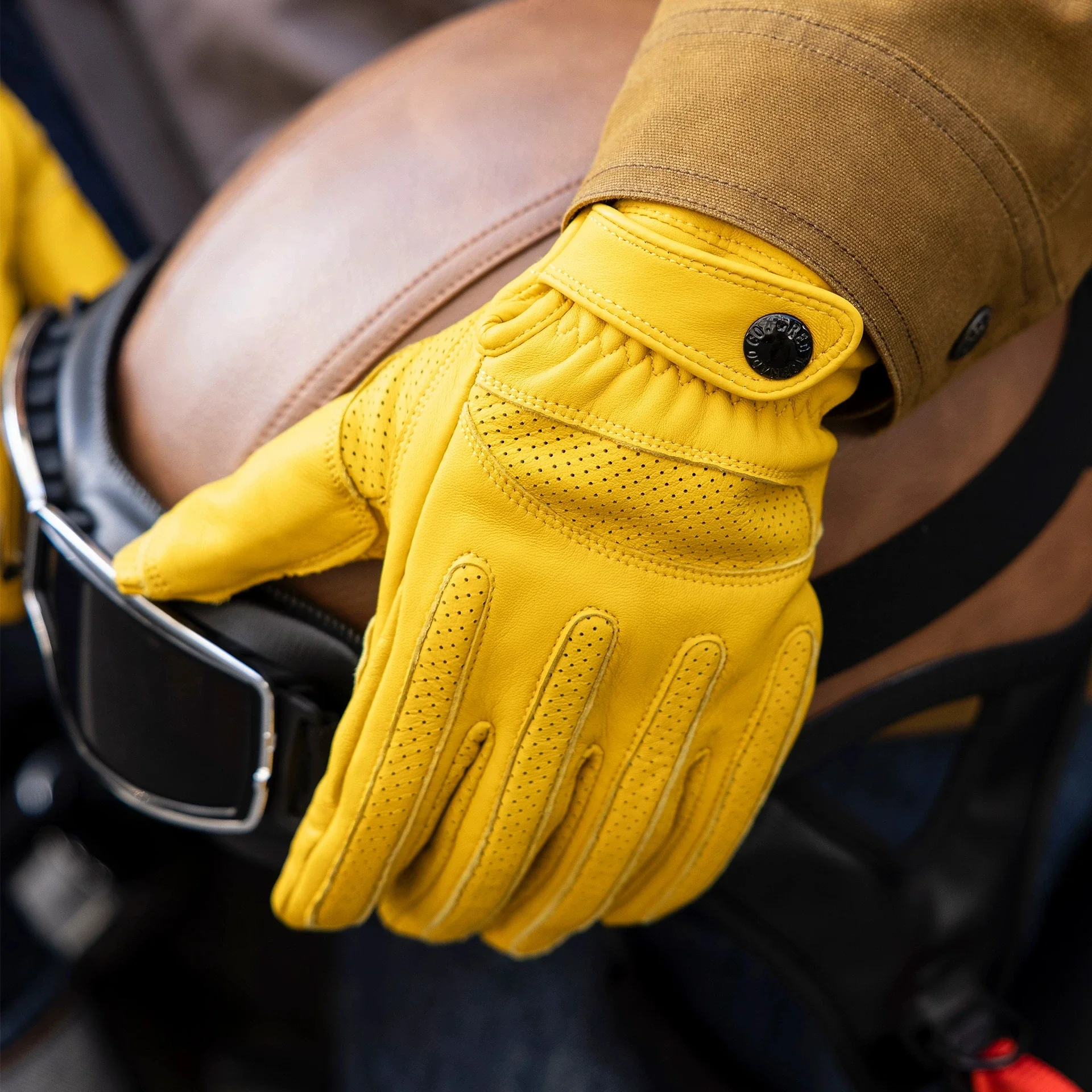 PST-0001 Super Offer! Genuine Thick Goat Skin Good Quality Leather Durable Rider Gloves