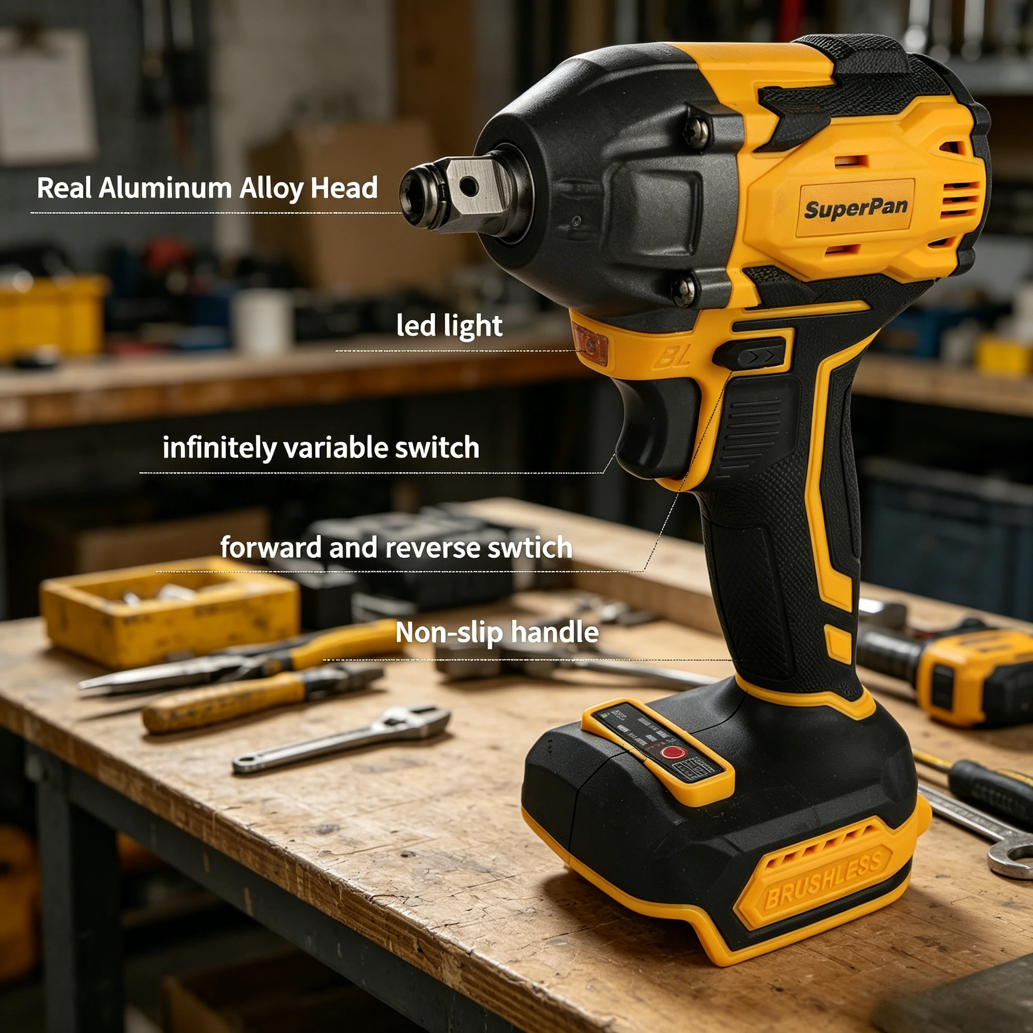 

20V Energy-Saving Brushless Impact Wrench, Low Heat Generation, Extended Service Life, Cordless,For Dewalt