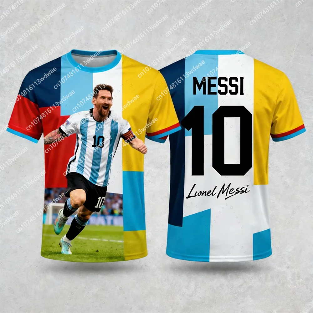 Summer Messi10 Football Tracksuit Outdoor Sports Breathable Sweat-Wicking Casual Short Sleeve Tracksuit Football Top Kid T-shirt