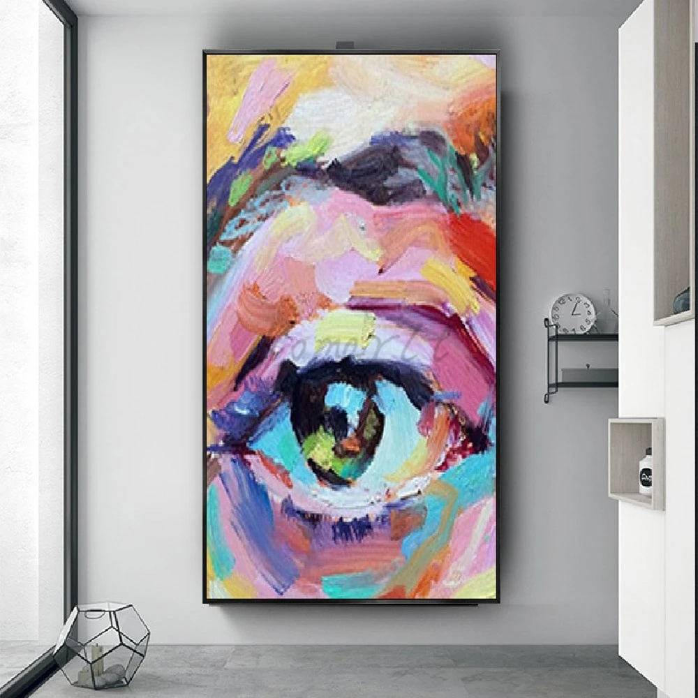 Nordic Nielly Colorful Eye Oil Painting on Canvas Handpainted Wall Art Picture for Living Room Decor Modern Abstract Artwork