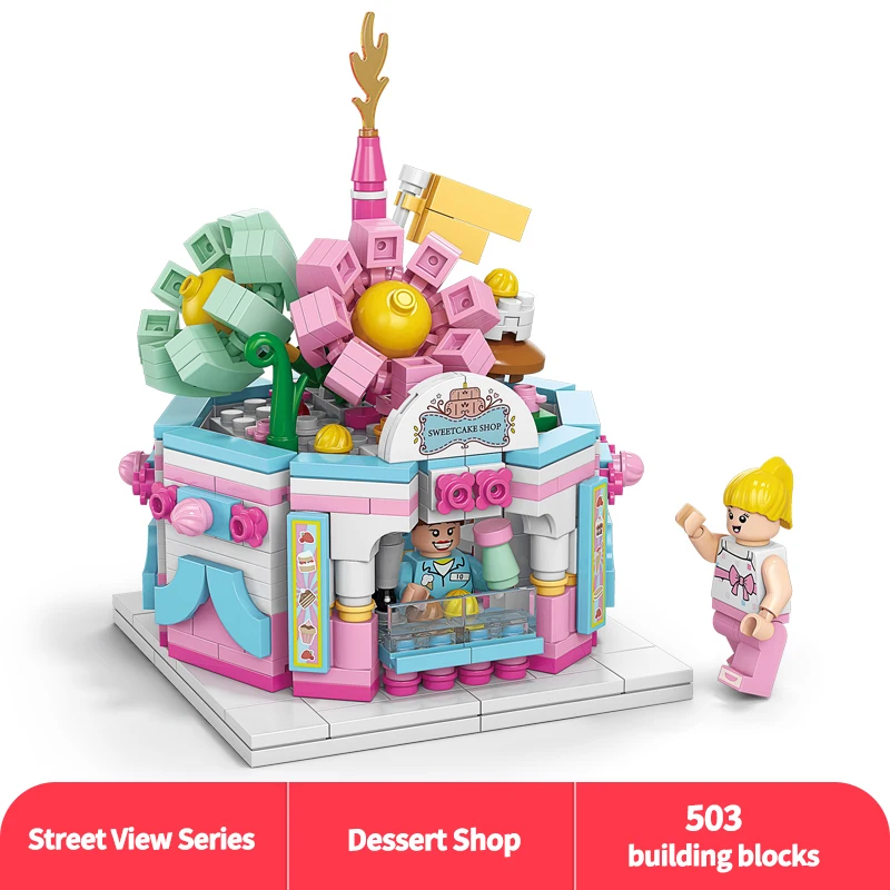 2024 Mini Street View  Building Blocks Toy Set Series Creative Building Blocks Toys Model Desktop Decoration For Kids Gifts