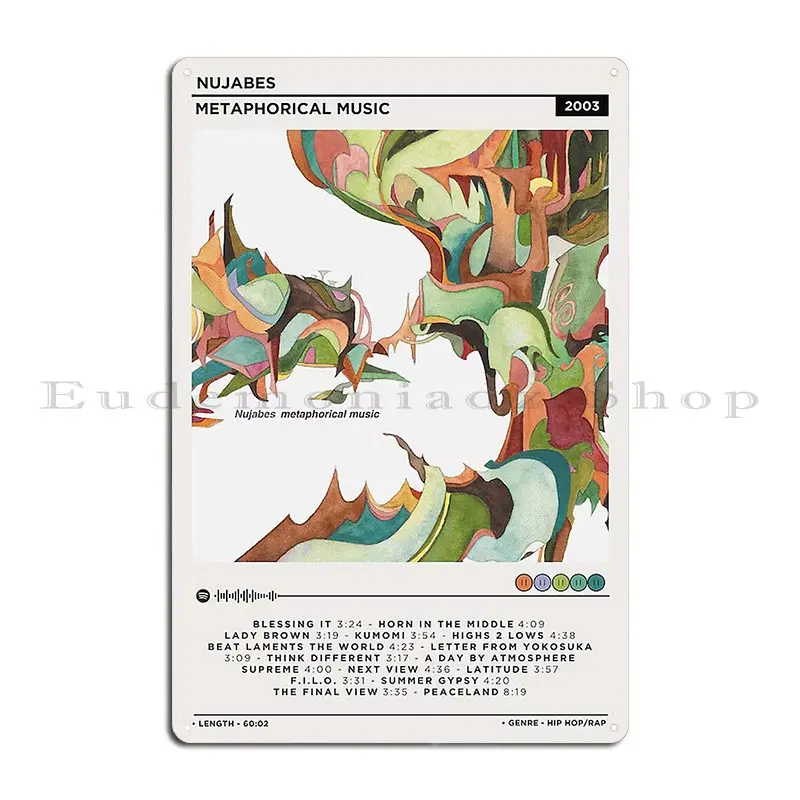 Nujabes Metaphorical Music 2003 Metal Plaque Design Vintage Wall Decor Club Wall Cave Tin Sign Poster