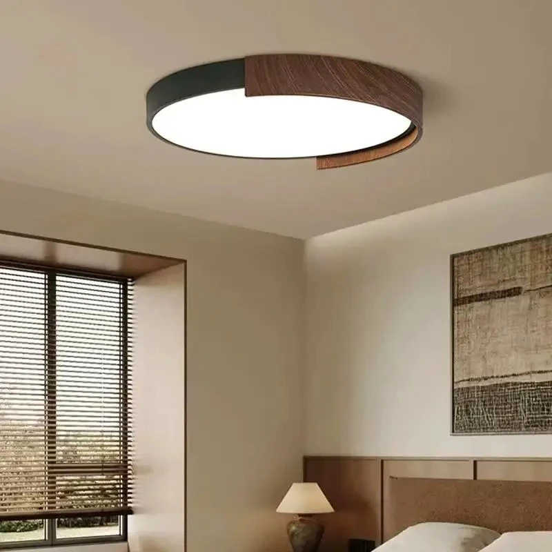 

Modern LED Ceiling Lamp Simple Children's Bedroom Room Light Walnut Wood Color Home Interior Decoration Creat Living Room Light