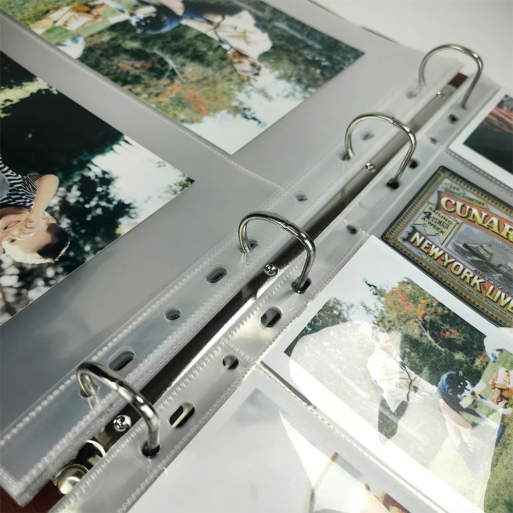 PLRBOK a4 4-ring High-end PU Leather Binder Replaceable Photo Star Album Card Storage 10×15 Card File Business Cover Notebook