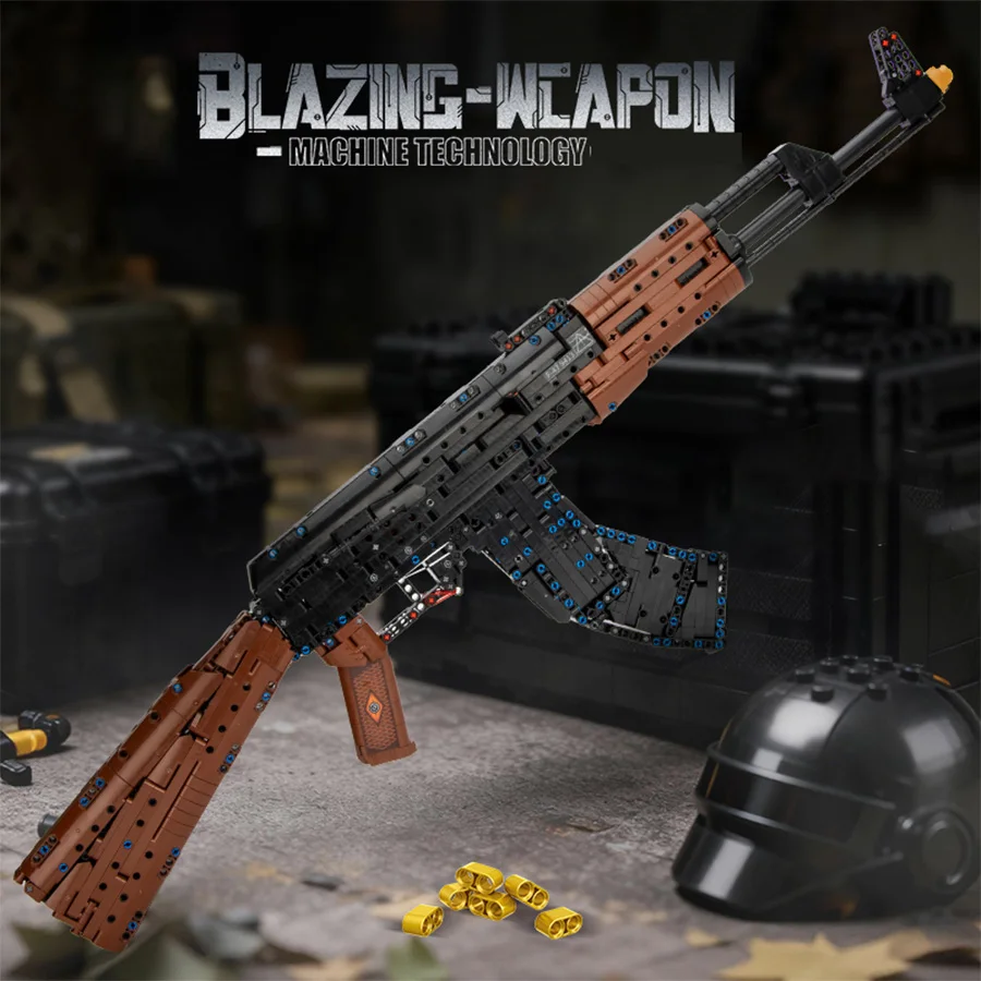 كتلة 1000 قطعة، مسدس AK47 أسود كبير، كتلة بندقية المكونات الفنية، هدية عيد الميلاد #2