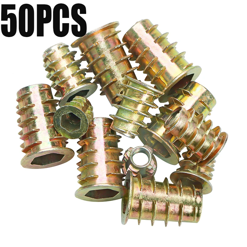 50PCS Zinc Alloy Rivet Nut Set Insert Nutsert Flanged Hex Drive Head Furniture Nuts  Rivet Nut for Woodworking M4 M5 M6 M8