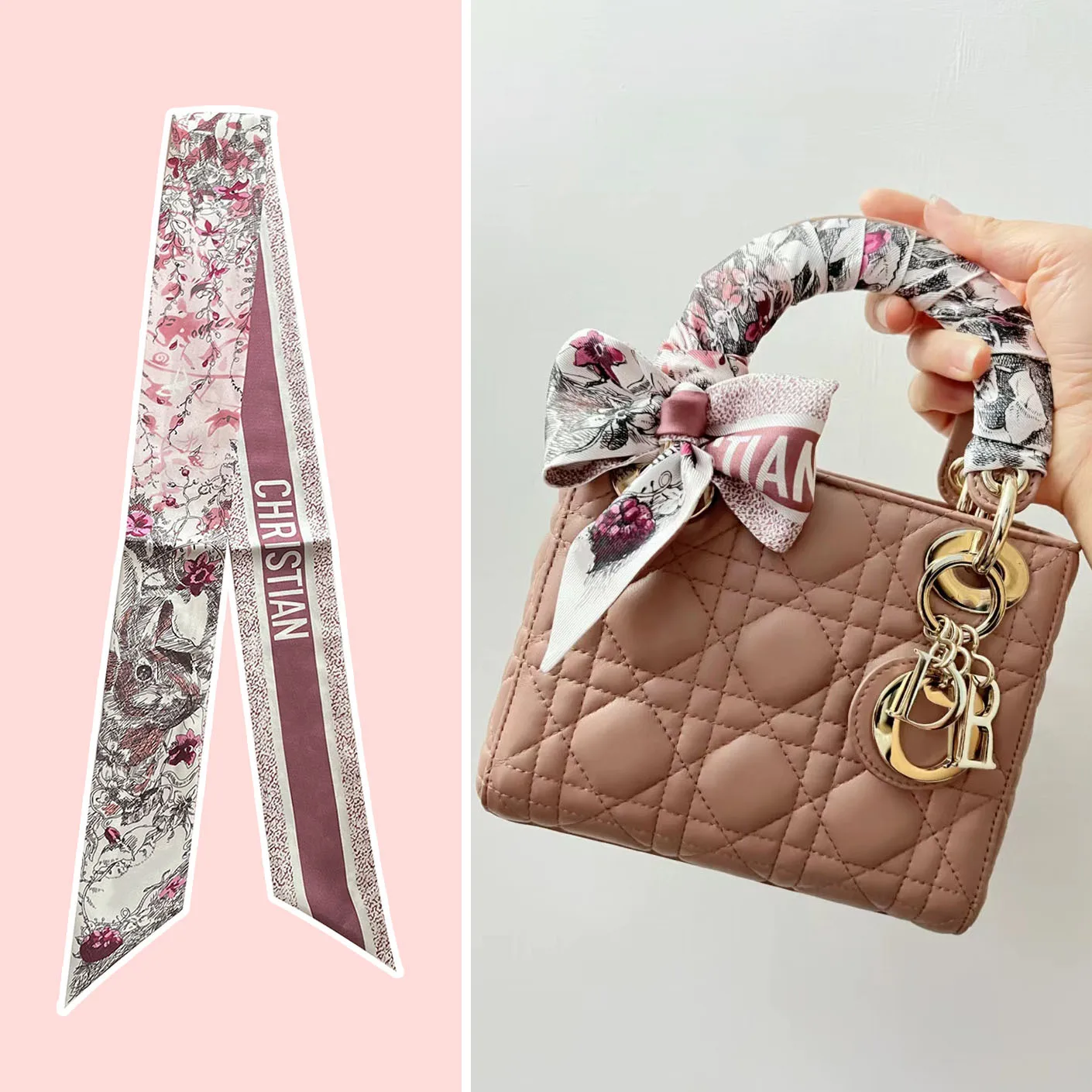 

2025 new rabbit bag silk scarf long strip small scarf thin narrow headband decorative Princess Diana bag handle tied bag ribbon