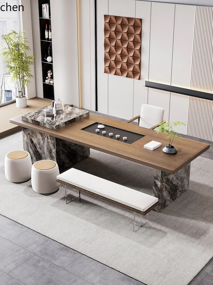 CZ Solid Wood Tea Table and Chair Set Island Table for Home Office Large Tea Table