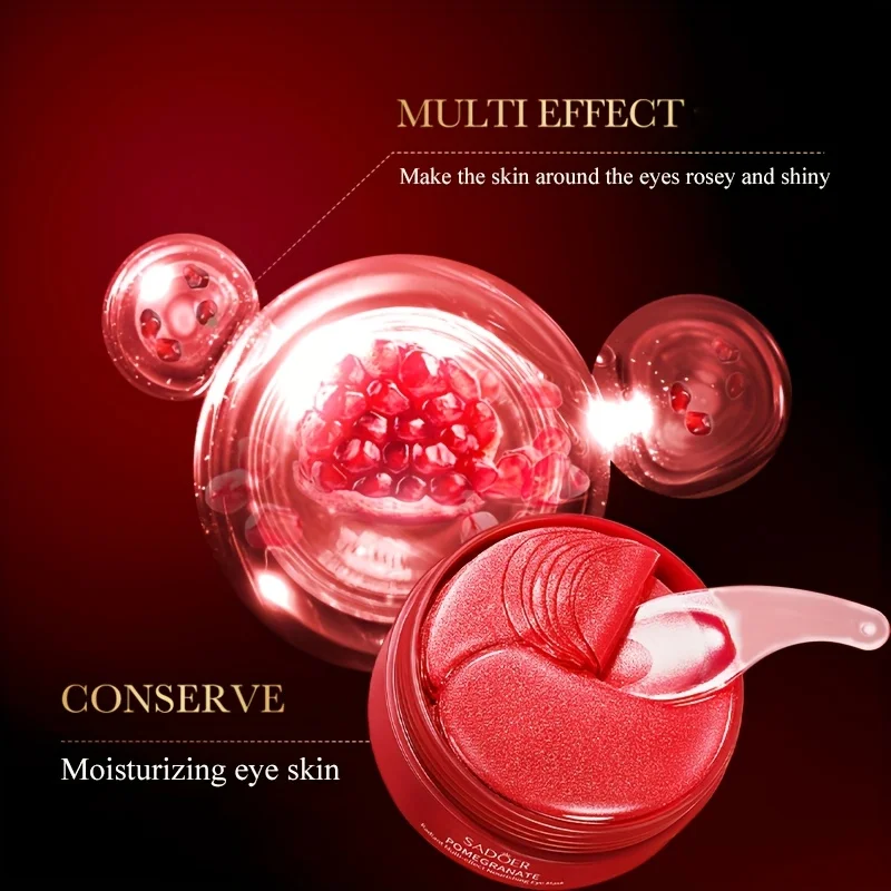 قناع عين الرمان متعدد التأثيرات رقعة عين مغذية ومرطبة لترطيب منطقة العين 60 قطعة/زجاجة-1 زجاجة