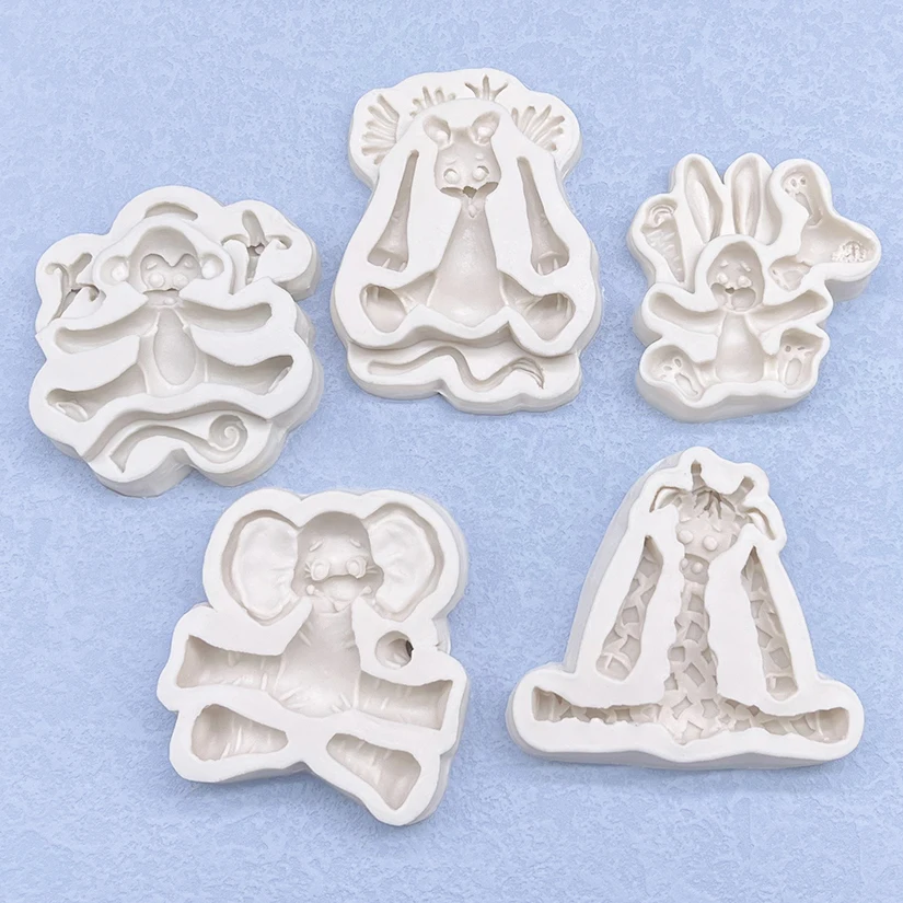 Affe Löwe Hase Elefant Giraffe Silikon-Zuckergussform Harzwerkzeuge Cupcake-Backform Fondant-Kuchendekorationswerkzeuge – Detail 9