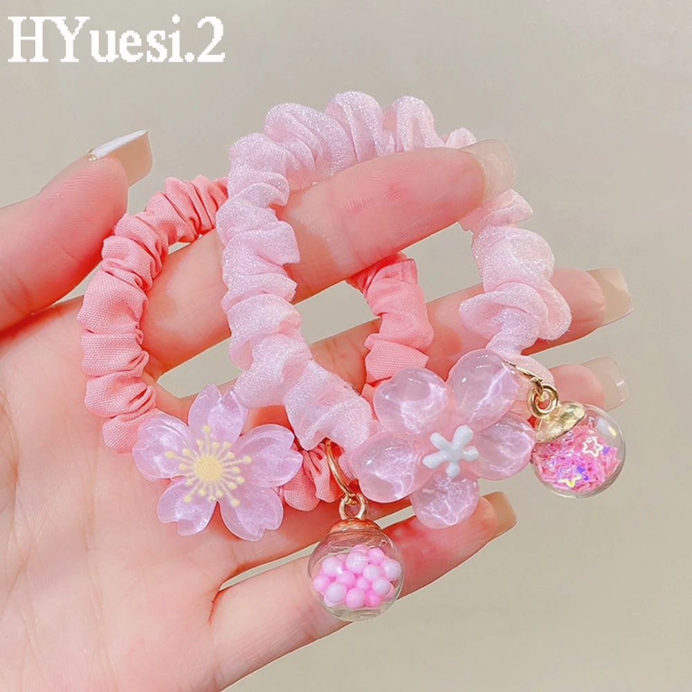 Kawaii Bear Rabbit Flower Beaded Hair Ties Elastic Cartoon Ponytail Holders Rubber Bands Hair Ropes For Baby Girls Toddler