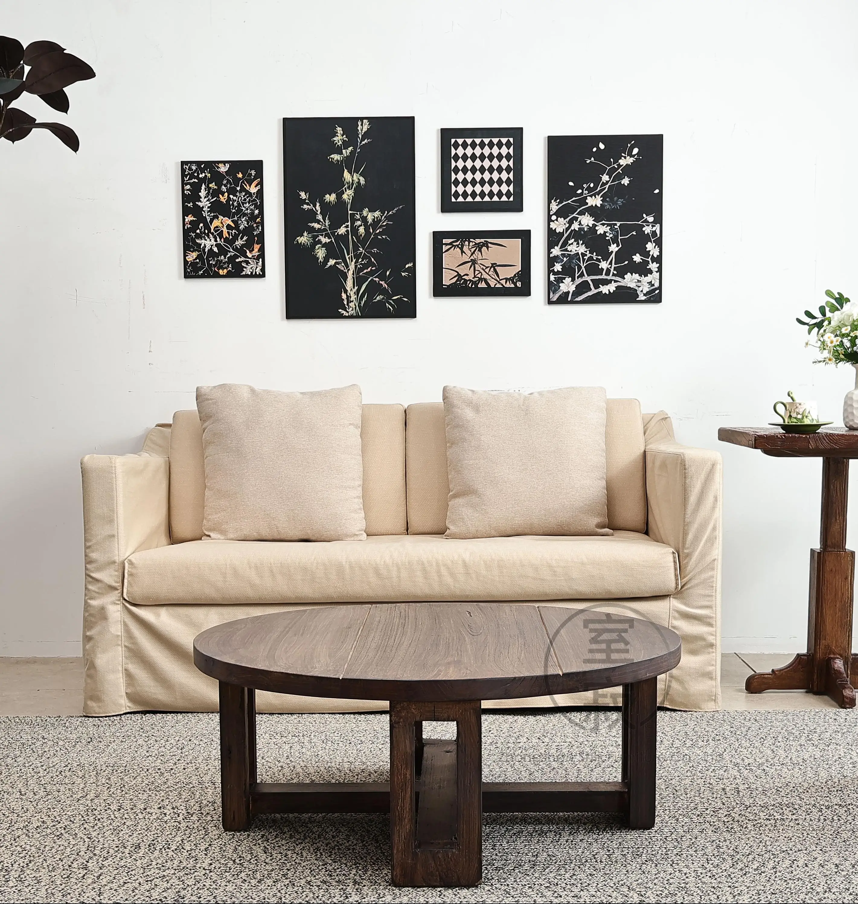 Wabi Sabi Solid Wood Coffee Table Mid Century Retro Eco-Friendly Durable Handmade Living Room Sofa Tea Side Table Home Small