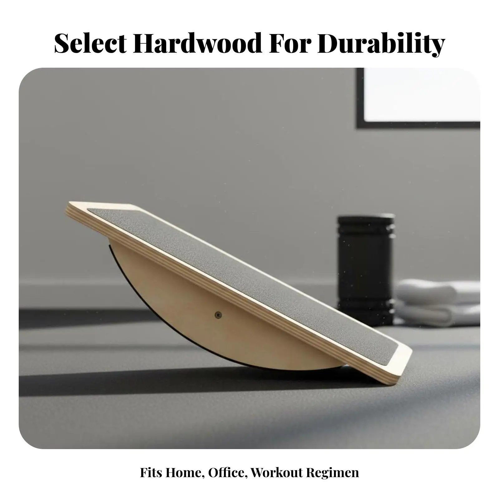 Curved Wooden Rocker Board for Balance Exercise and Physical Therapy for Home Gym and Office Use