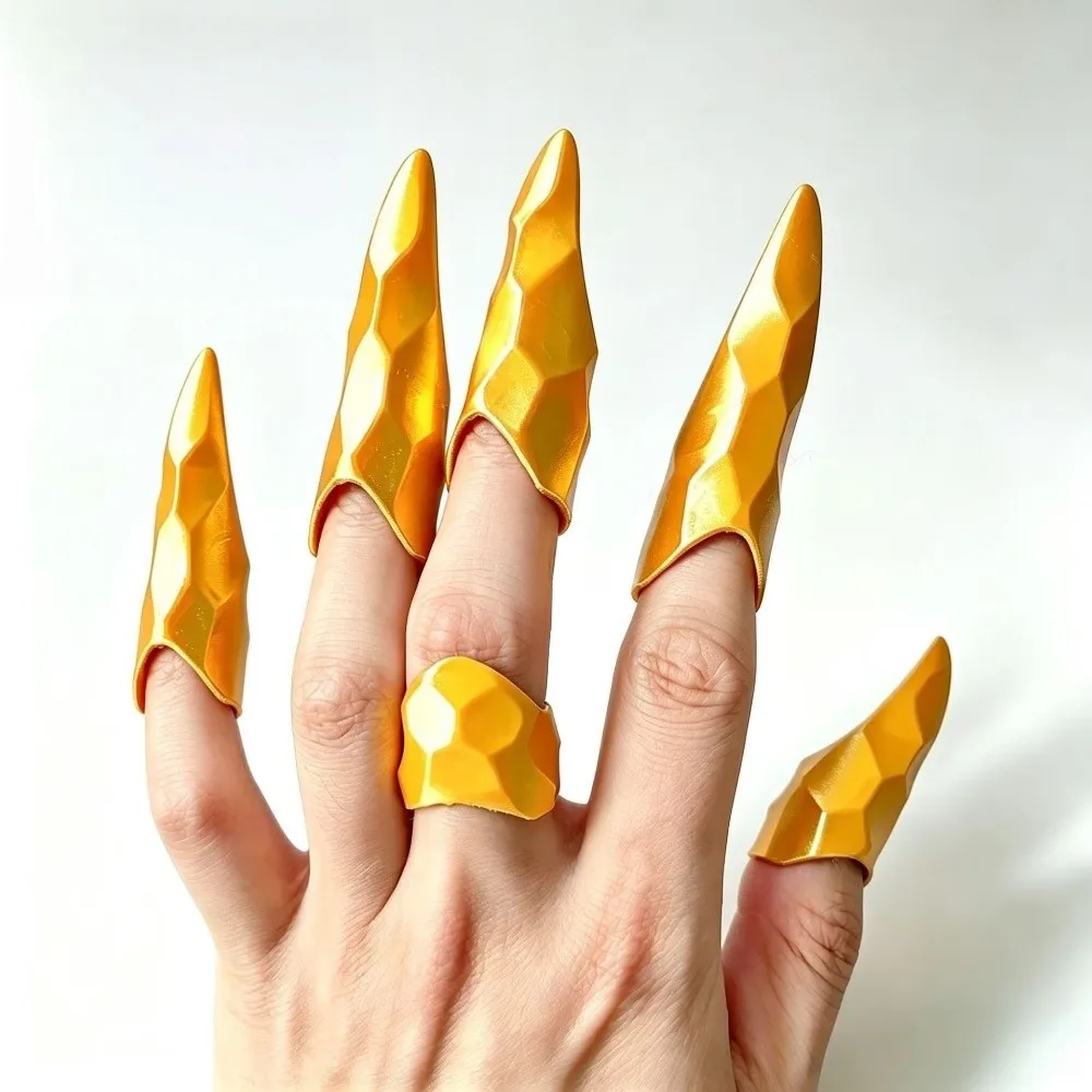 10PCS Adjustable Opening Claw Ring Hollow Design Long Nails Cosplay Jewelry Punk Style Antique Style Knuckle Ring