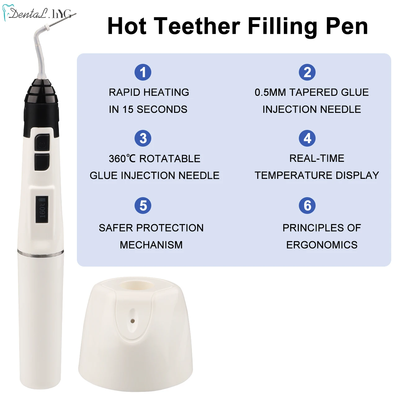 Sistema de obturación Endo Dental, pistola de calentamiento, puntas de pluma de temperatura, mango de dentista inalámbrico, herramienta de llenado 3D