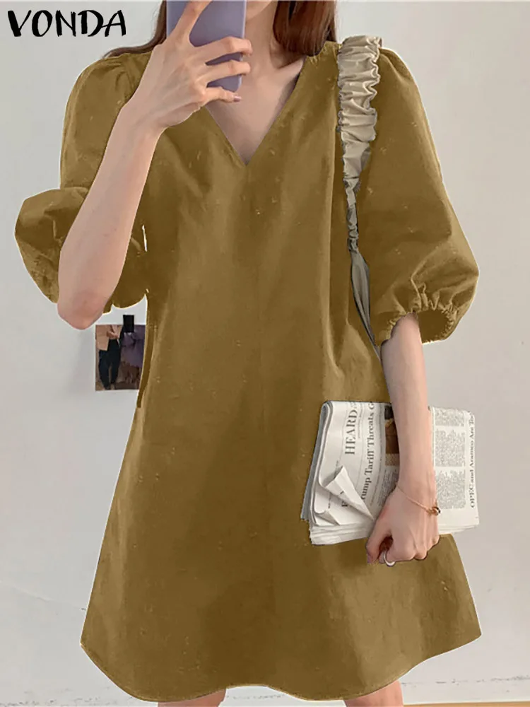 فستان فوندا الصيفي للنساء فستان صيفي كاجوال بأكمام قصيرة نصف كم مثير بياقة على شكل V مطوي للحفلات فساتين قصيرة للشاطئ