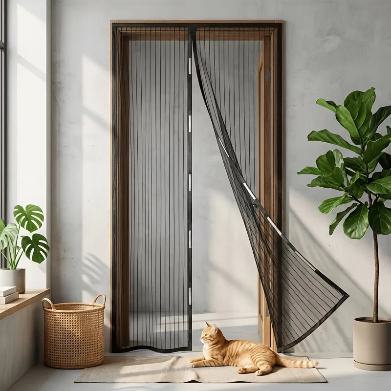 Magnetic Mosquito Net Door Curtain Polyester Mesh Auto Closing Pet Friendly Home Insect Screen