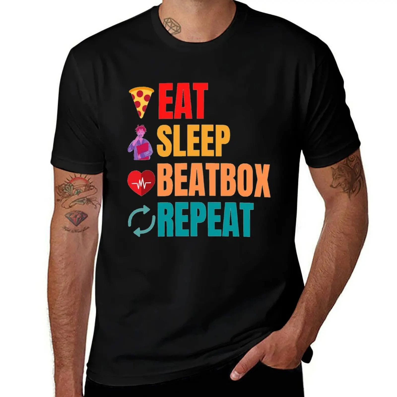 Eat Sleep Beatbox Repeat Funny Eat Sleep Beatbox Repeat Quotes T-Shirt Casual All Match Tee Shirt for Men T-Shirt