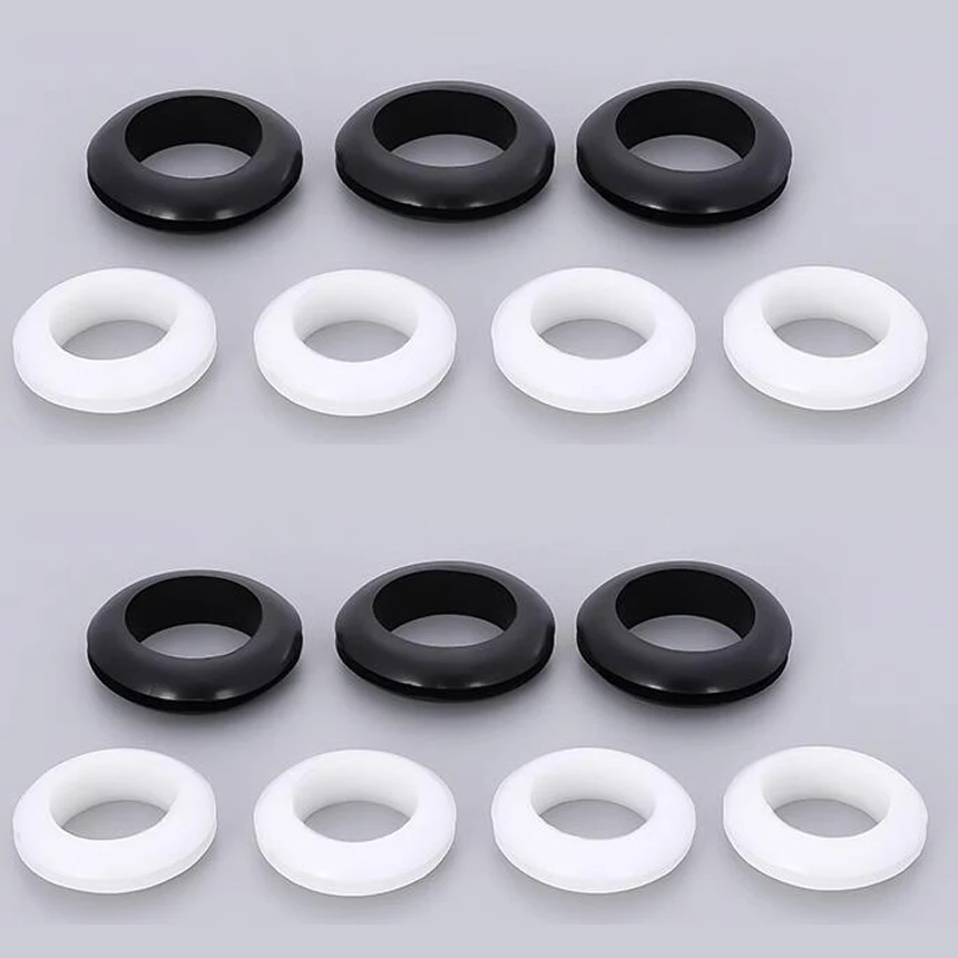 12/14/16/18/20/22/25mm Inner Diameter Black White Double Side Open Hole Plug Cable Rubber Protector O Ring Seal Grommet Gasket