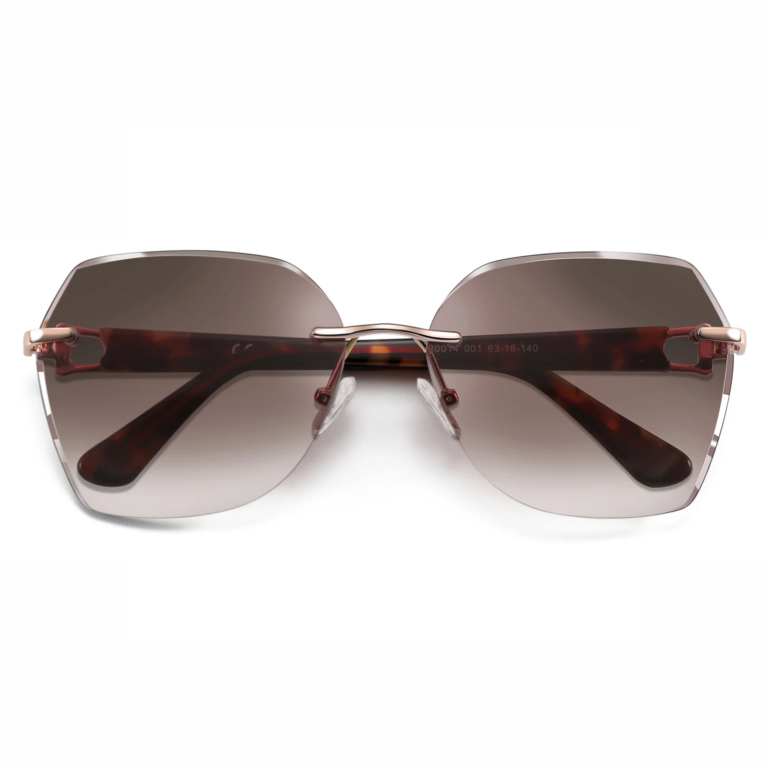 ZENOTTIC Modische Damen-Sonnenbrille ohne Rand, trendige geometrische Diamantschliff-Verlaufsgläser, UV-Schutz – Detail 19