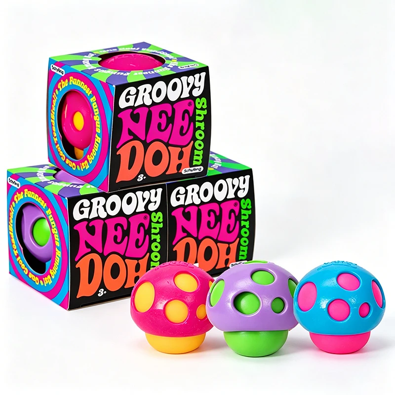 Schylling Needoh Groovy Shroom Mushroom Decompression Squeeze Ball Non-toxic Maltose Anti-anxiety Fidget Toy Autism Focus Toy