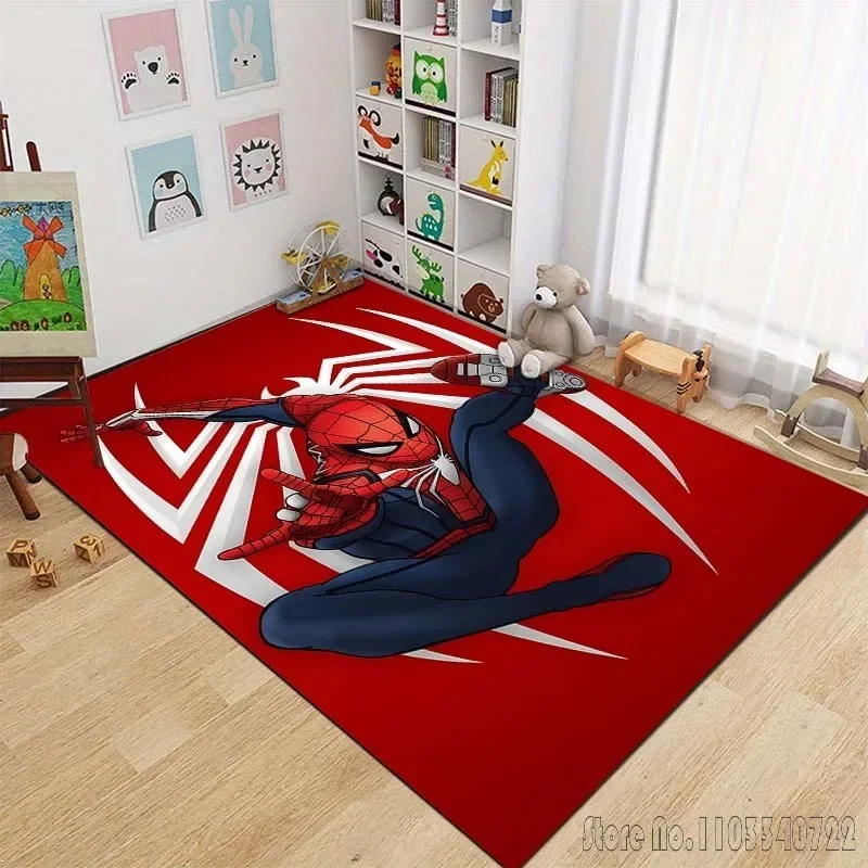 Anime Marvell Spider Man karpet bergambar untuk ruang tamu kamar tidur dekorasi Sofa anak-anak bermain Area rumah anti-selip tikar lantai hadiah