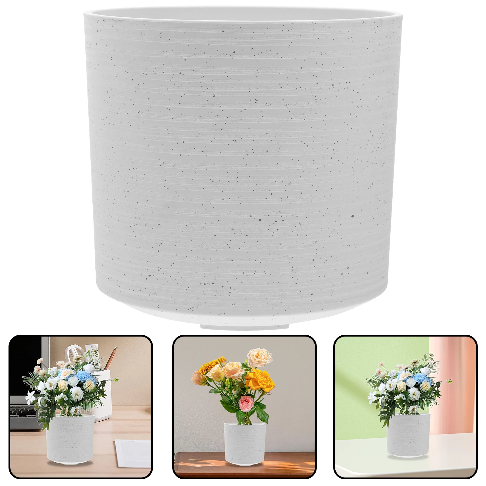 

Round Resin Planter Pot Decorative Flower Plant Pots Drainage Holes Indoor Outdoor Garden Succulent Planters Plastic Garden Pots