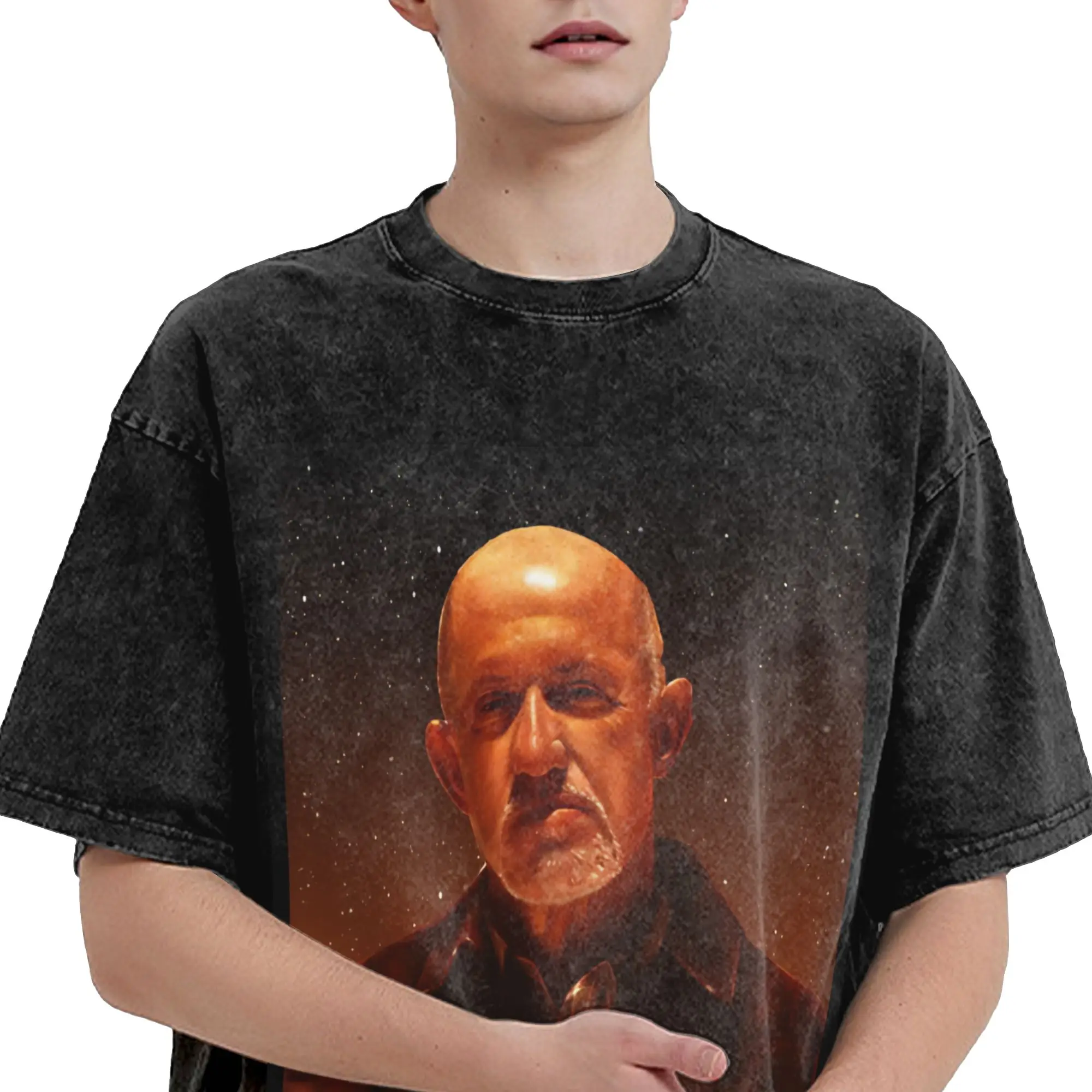 Graphic Printed Mike Ehrmantraut Breakings Bads  Washed Shirt Outfit Harajuku T-Shirt  Men Women Tee