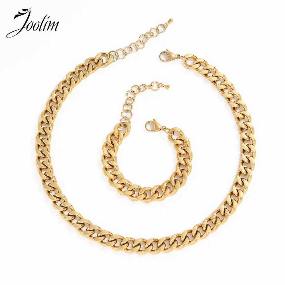 Joolim Jewelry High End PVD Wholesale Waterproof&Tarnish Free Fashion Chunky Link Cuban Chain Stainless Steel Bracelet for Women