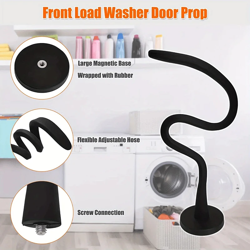 Magnetic Washer Door Prop-Stabilizer for Front Load Machines-Easy-Install Flex Design-Fits Most Washers & RV Laundry Doors