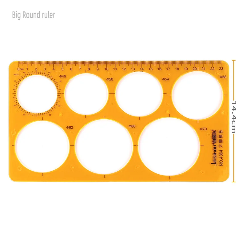 4-piece set of plastic orange disc radius arc main engraving circular geometric figure measuring template drawing ruler