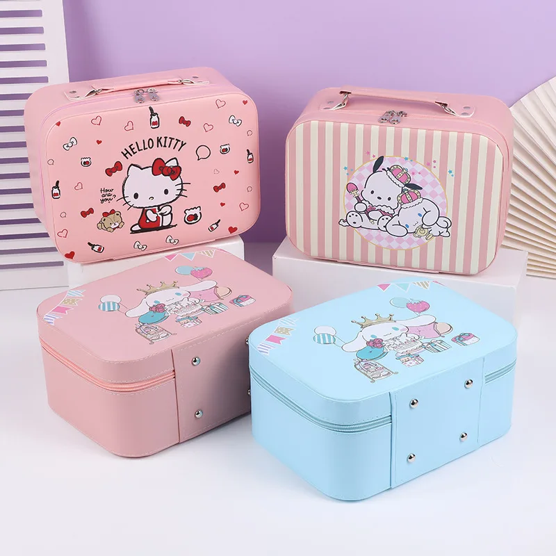 لحقيبة مستحضرات التجميل المحمولة من KT، منظم مكياج ذو سعة كبيرة مع مرآة، حقيبة أدوات الزينة المحمولة للسفر، هدية عيد الميلاد #1