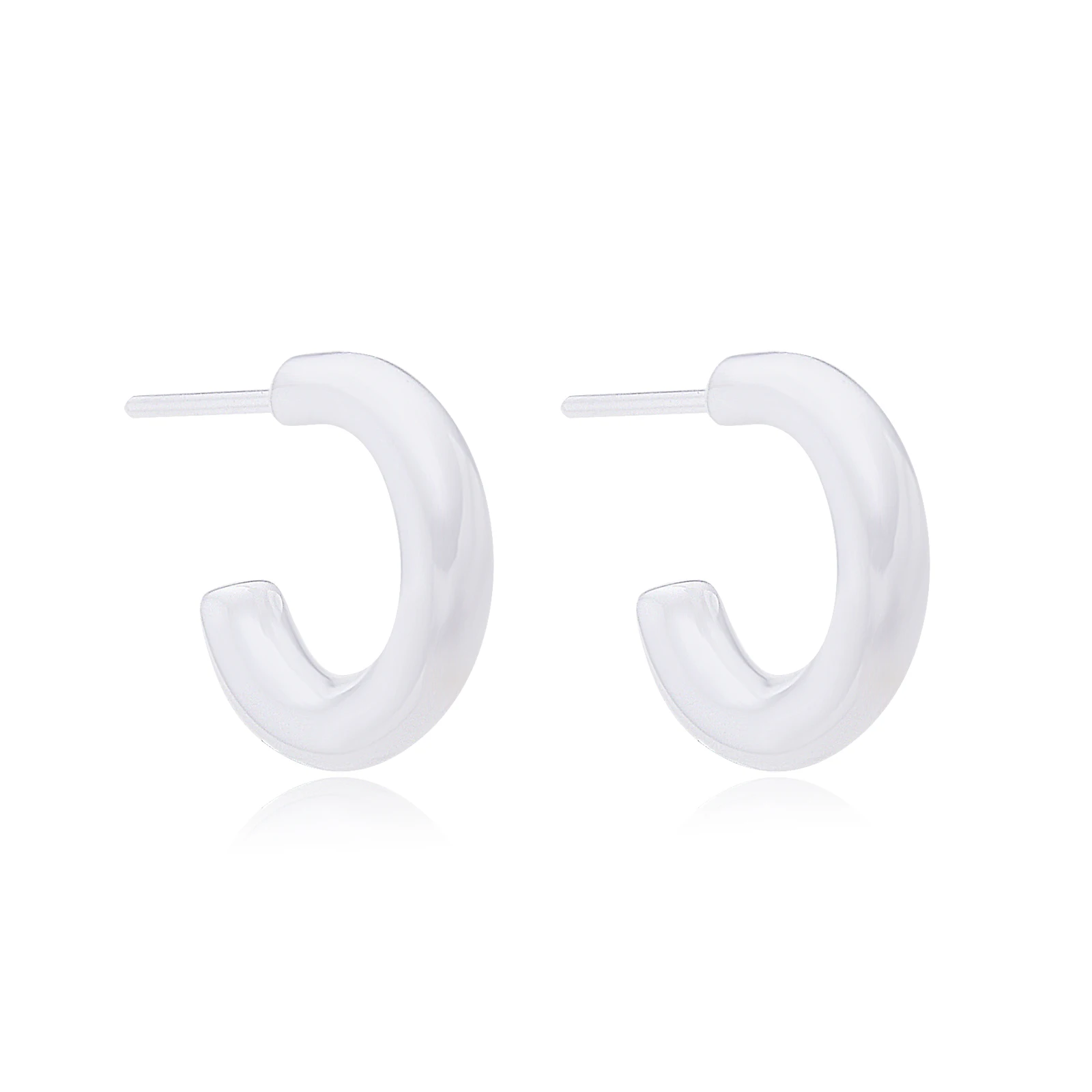 

Ceramic Half Hoop Earrings for Sensitive Ears, Porcelain C-shape Earrings for Newly Pierced Ears Women