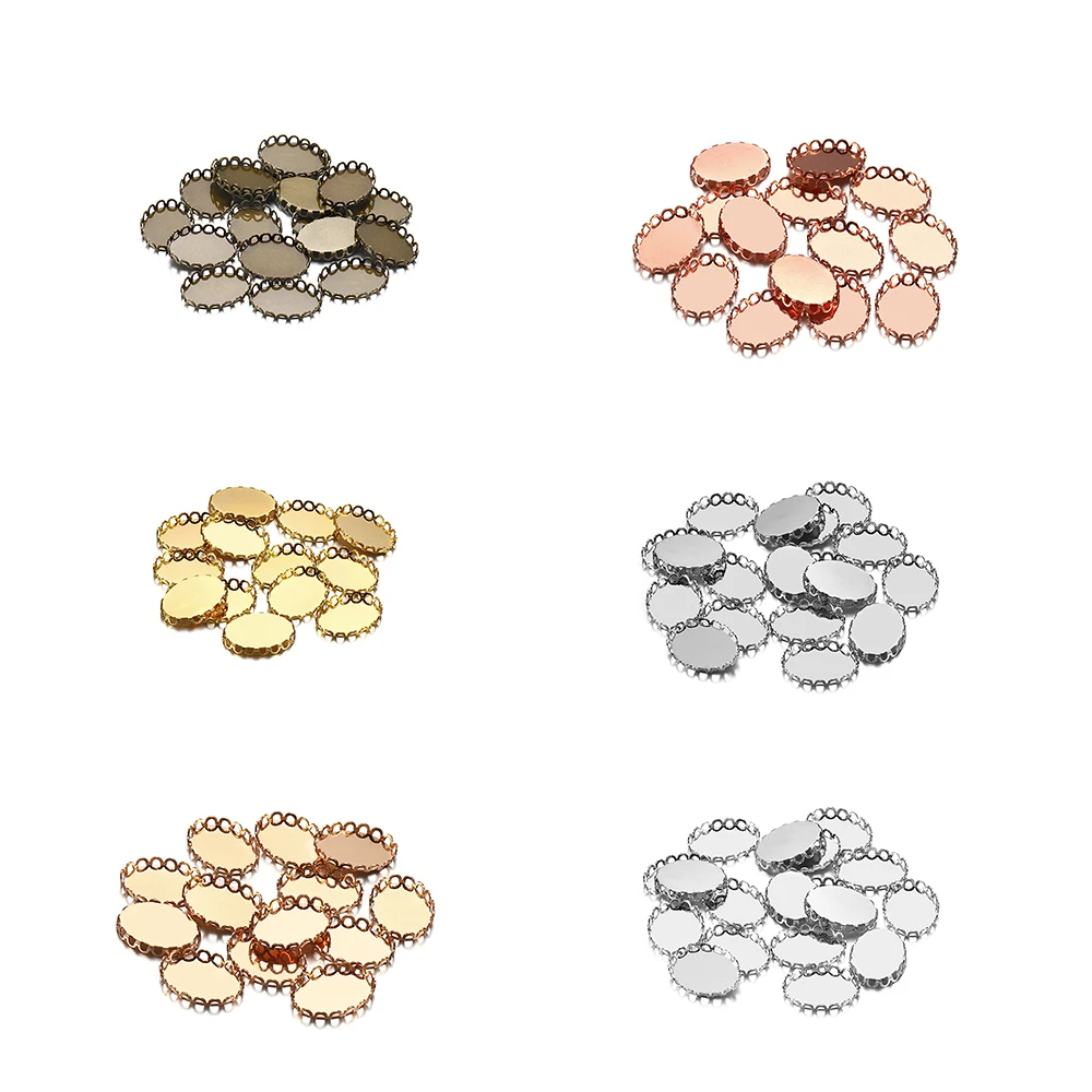 صينية بروش فارغة بقاعدة كابوشون بيضاوية ، قاعدة دانتيل مزدوجة ، مستلزمات صناعة مجوهرات ذاتية الصنع ، إكسسوارات ، 13 × 18 ، 18 × 25 ، 20 لكل حصة