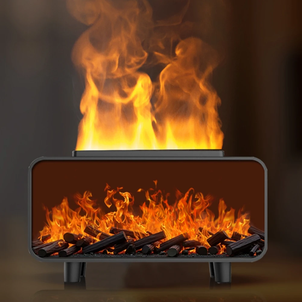 Diffusore di oli essenziali con umidificatore a effetto fiamma per caminetto e luci che cambiano colore Funzionamento silenzioso per la casa