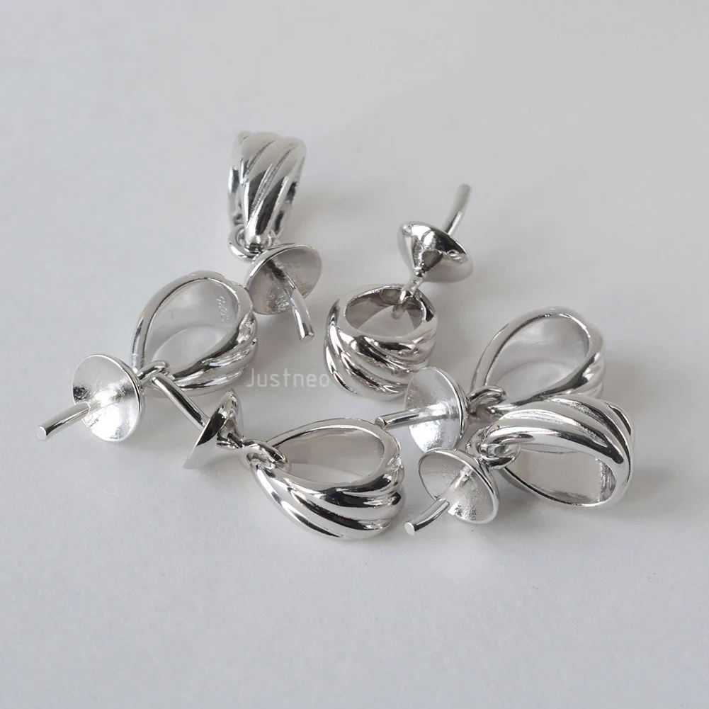 الصلبة 925 فضة الكفالة قلادة المشبك موصل ، قرصة الكفالة مع كوب شماعة للقلادة و قلادة مجوهرات ، 1 قطعة