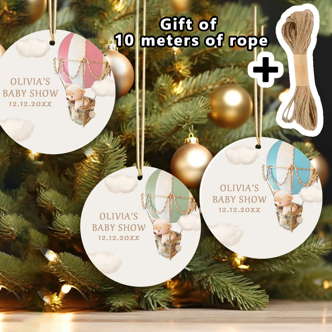 

45/90pcsCustomized baptismal birthday label decoration, suitable for birthday parties, Christmas tree gift with 10 meter rope