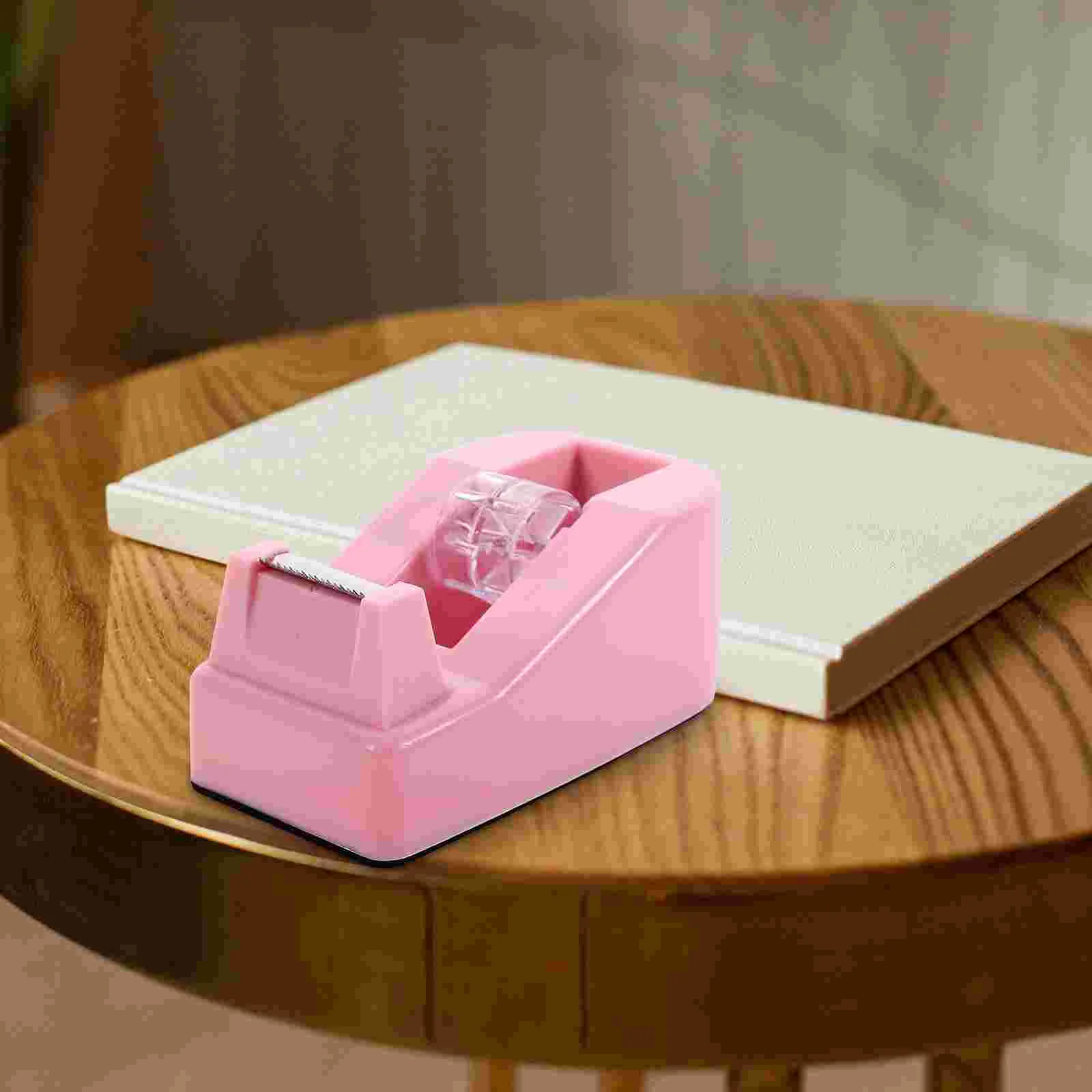 Small Office Desk Macaron Color Tape Holder Creative Desktop Machine Packaging (cherry Blossom Pink) Dispenser Cute for