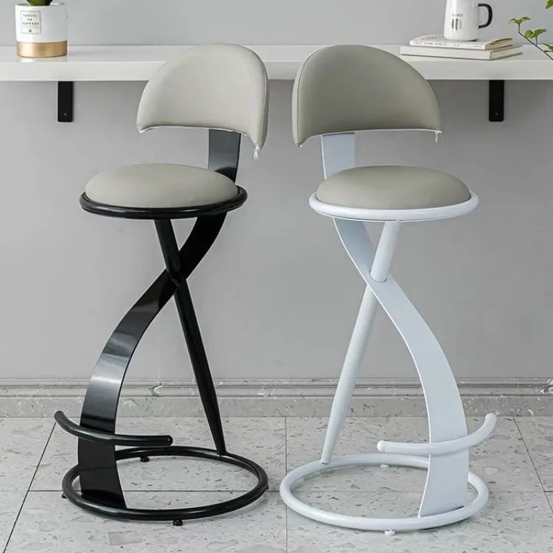 

Light luxury Italian stainless steel high-end home island table bar chair bar metal bar chair villa chair