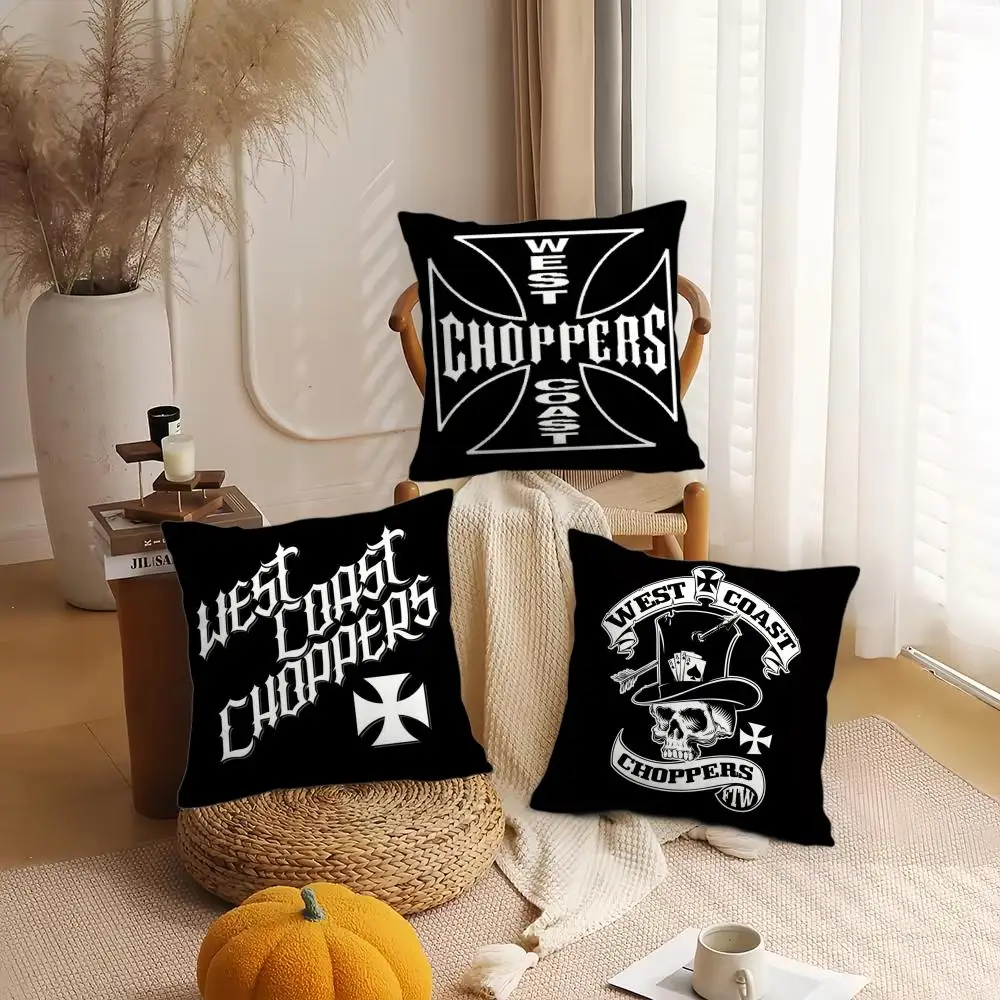 C-Choppers W-West C-Coast Cushion Cover Silky Short Plush Double-Sided Printed Pillow Case for Sofa All Seasons Home Decor Gift