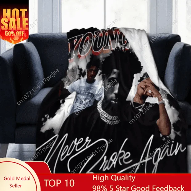 

Hip-Hop Rapper Flannel Throw Blanket - Digital Print, Soft Polyester, All-Season Comfort for Home, Office, Camping & Car-Ideal G