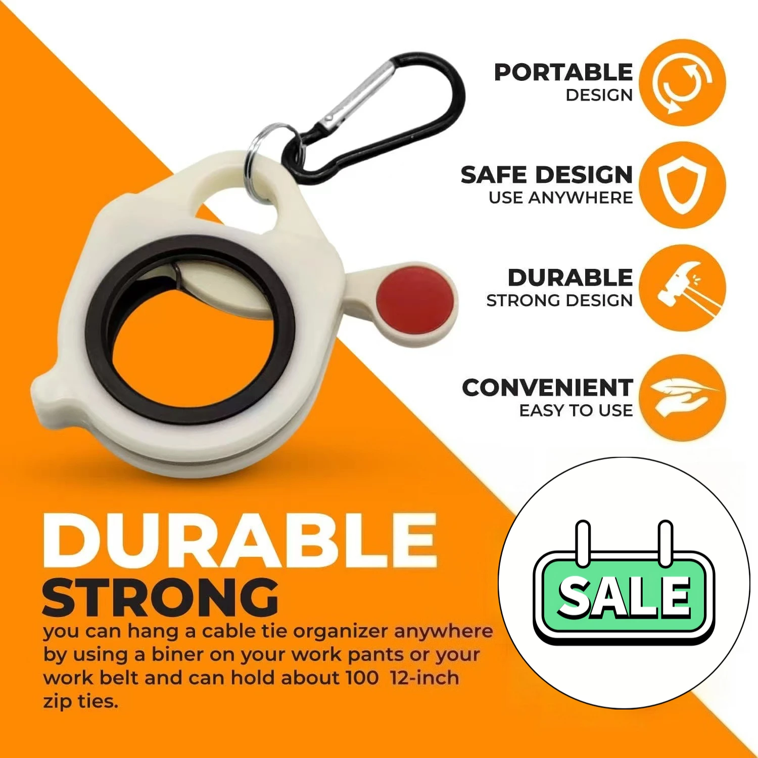 Fluorescent Cable Tie Organizer Reusable Zip Tie Holder Portable Plastic Cable Tie Storage Tool Electrical Wire Ties Organizer