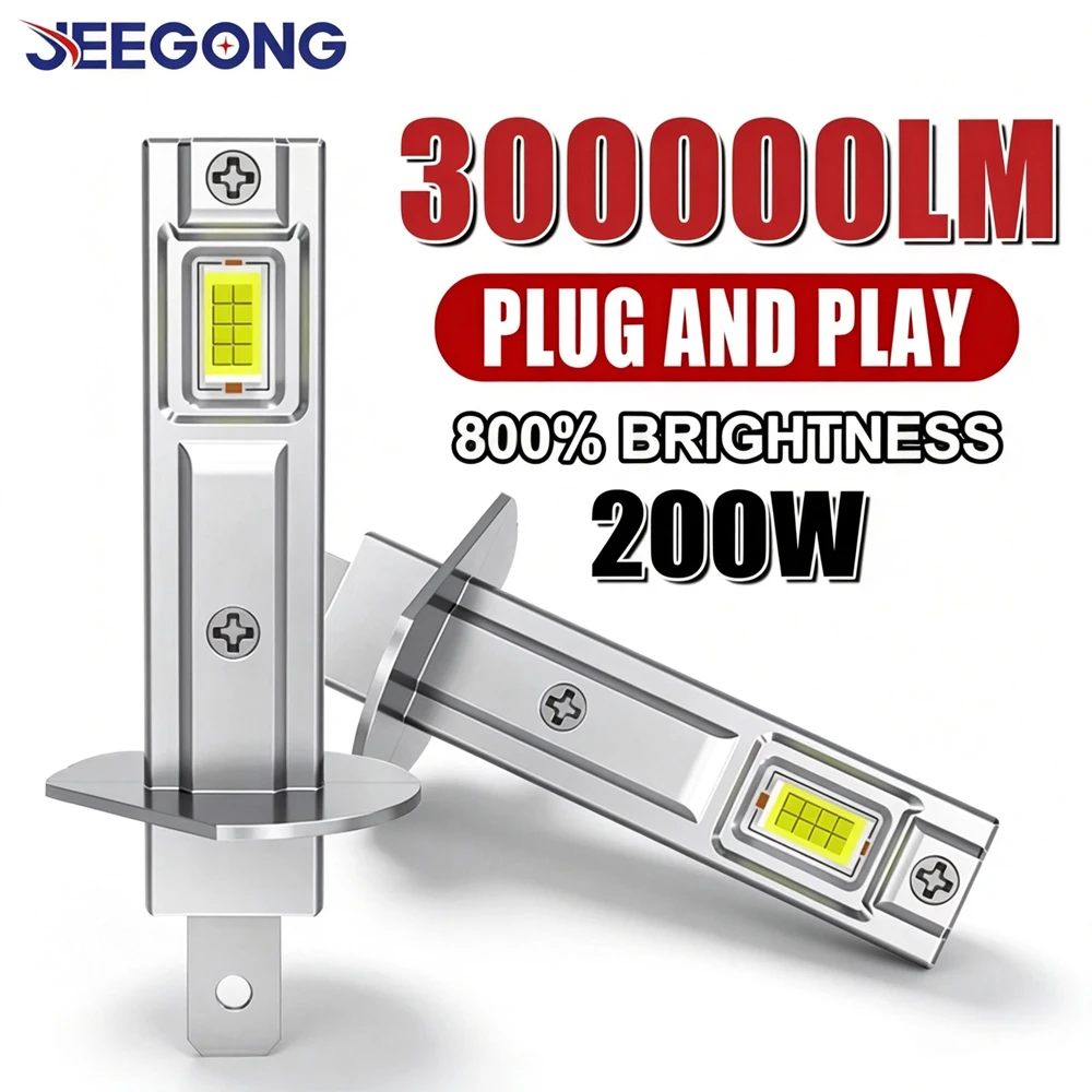 H1 LED Headlight 6500K 1:1 Halogen Led Car Lights 300000LM 200W Plug And Play Fanless Silent LED Bulbs CANBUS No Error Fog Lamps