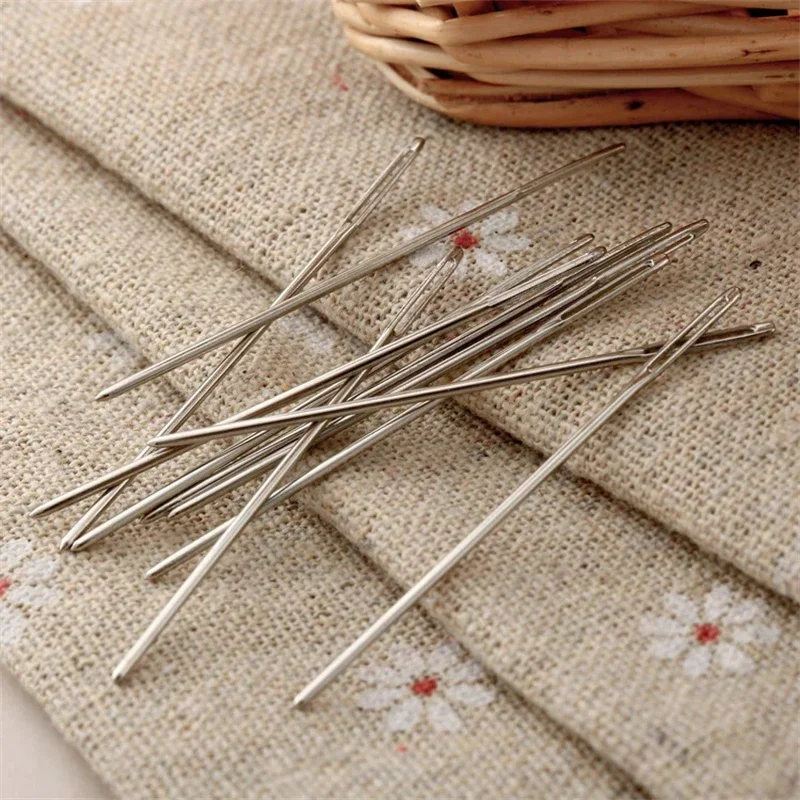 10Pcs Metal Knitters Wool Large Eye Needles Bodkin for Threading Darning Hand Sewing Tapestry Embroidery Home Crafts DIY Tools