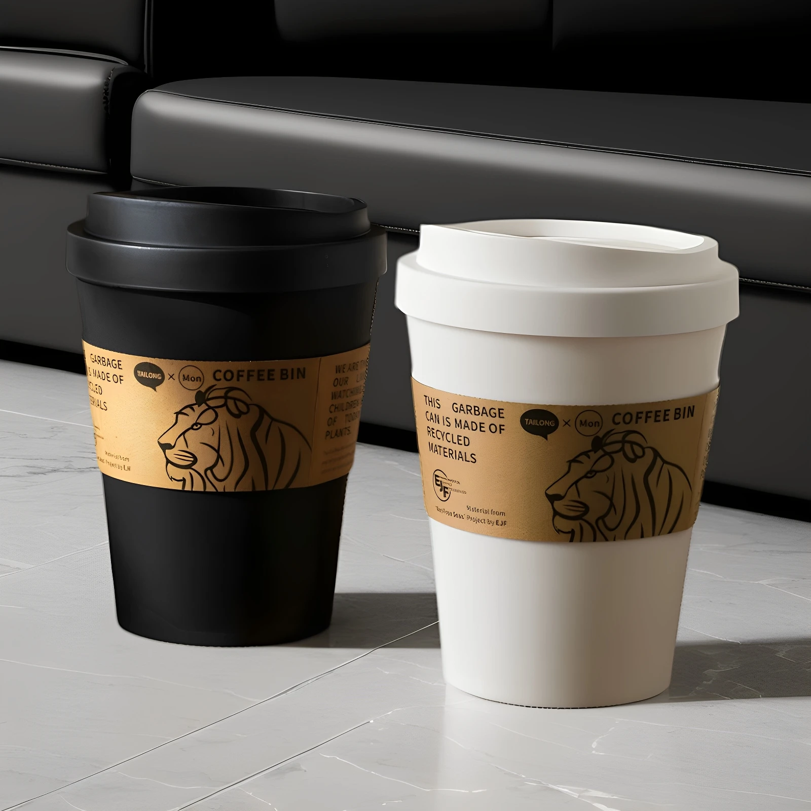 Luxury Coffee Cup Tra Can Creative Storage Bin for Bedroom Living Room Office Home Use Thiened Plastic ake Cover pe